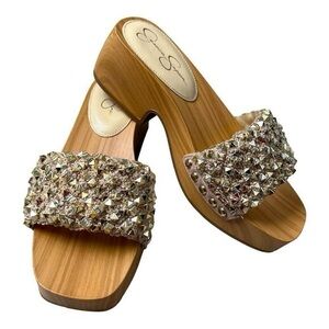 Jessica Simpson Rell Platform Gold Studded Women's Slide Sandals SZ 7 NIB